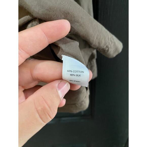 J.Jill Brown Pleated Button Up Classic Tunic Top Size Small - Picture 4 of 5